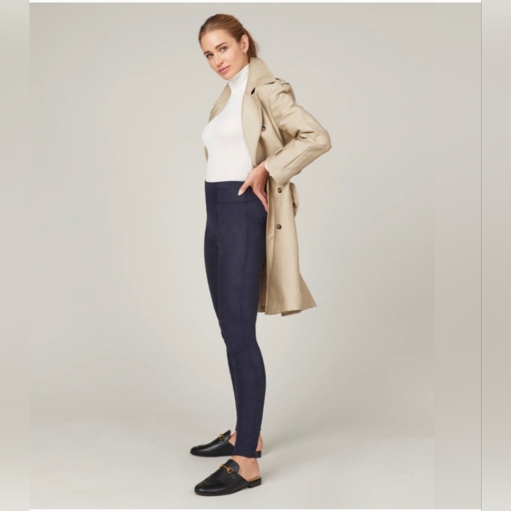Spanx Faux Suede Skinny Pants Women's SP, Medium Classic Navy Tummy Shaping $118